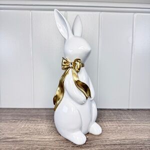 NEW Easter Bunny With a Gold Bow Figurine